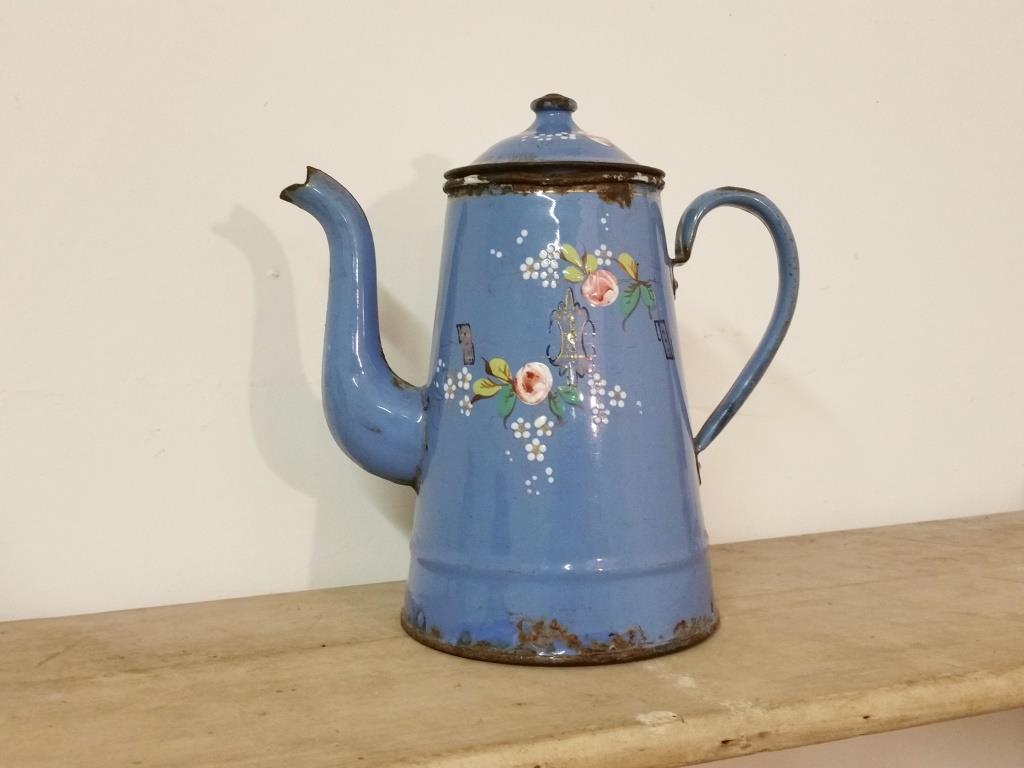 0 cafetiere emaillee bleue