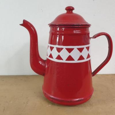 0 cafetiere emaillee rouge et blanche 1