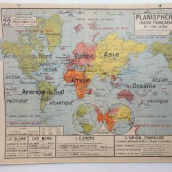 Carte Géographique Scolaire - Planisphère -