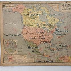 Carte Géographique Scolaire - Amérique du Nord -