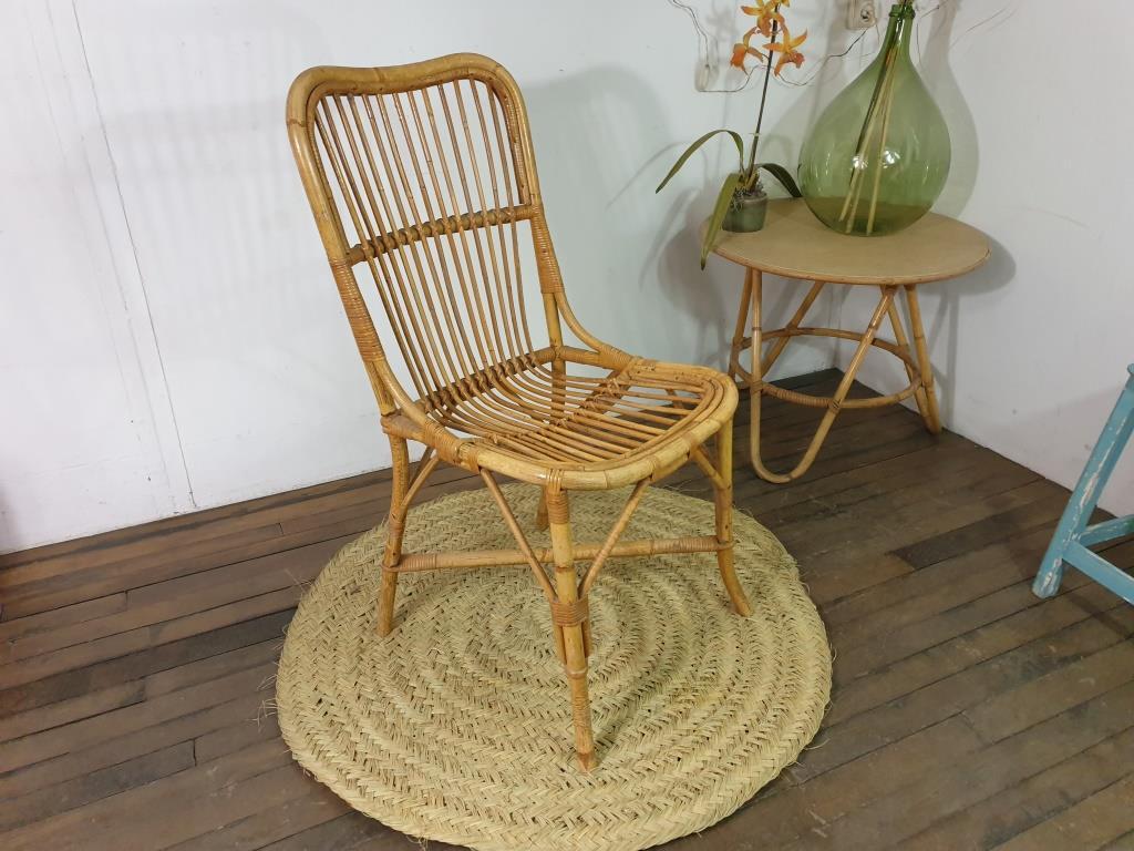 chaise en rotin osier bohème vintage