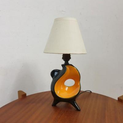 0 lampe a poser ceramique noir et jaune