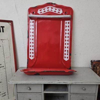 0 porte ustensiles emaille rouge et blanc