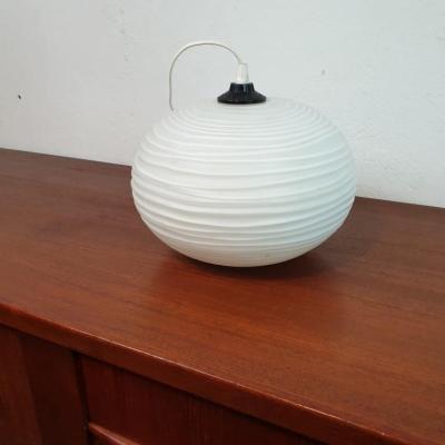 0 suspension boule verre strie blanc