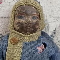 01 poupee ancienne bleue et jaune