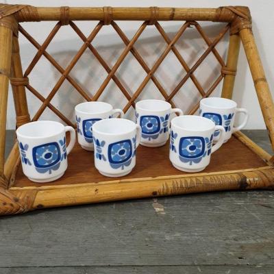 1 6 petites tasses mobil bleues