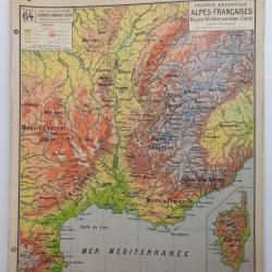 Carte Géographique Scolaire - Les Alpes Françaises -