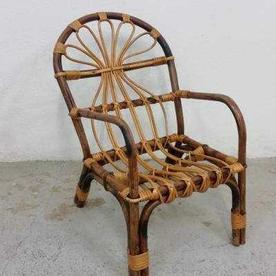 1 chaise bambou rotin flambe