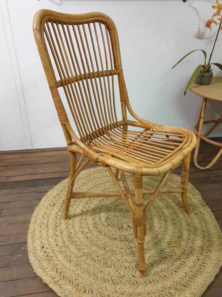 chaise en rotin osier bohème vintage