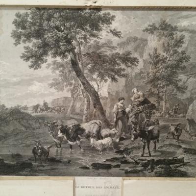 1 gravure dessine par marchais ecole hollandaise