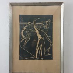 Linogravure Tennis