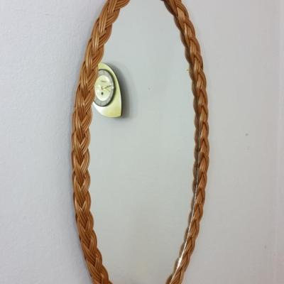1 miroir oval rotin