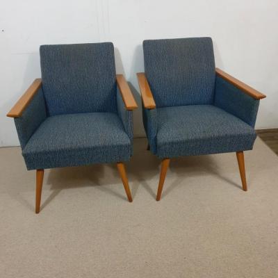 1 paire de fauteuils 50 bleu chine