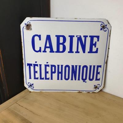 1 plaque emaillee cabine telephonique