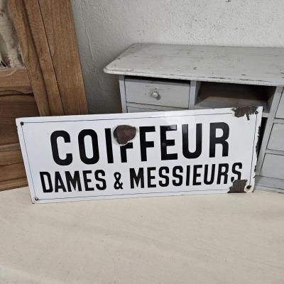 Plaque émaillée coiffeur