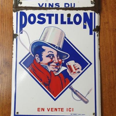 1 plaque emaillee vins postillon