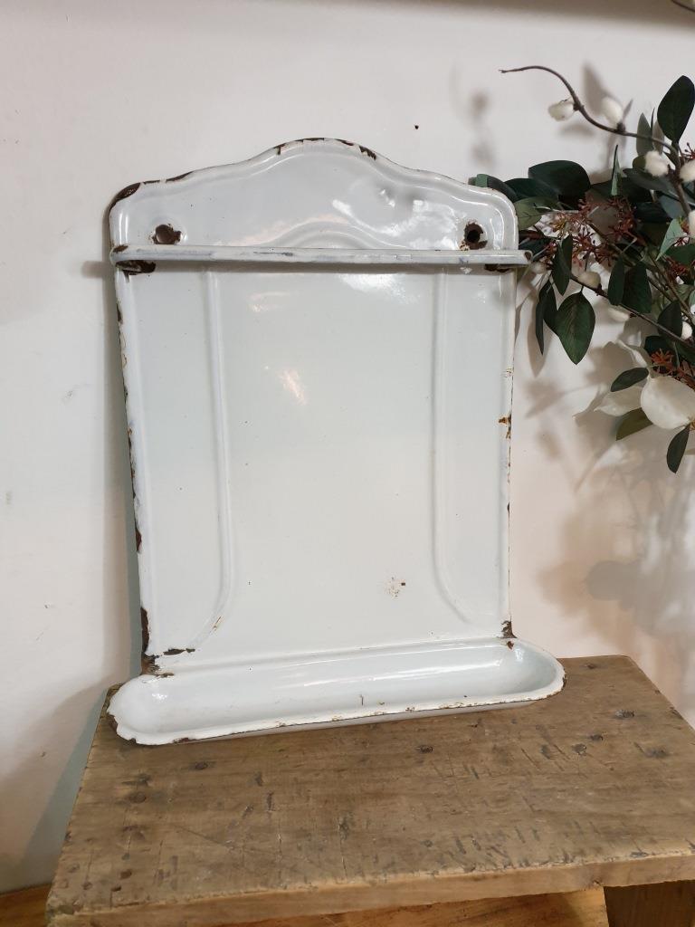 Ancien Porte Ustensiles Emaille Blanc Decoration De Cuisine