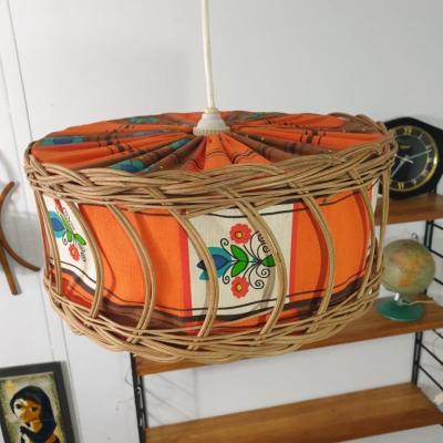 1 suspension vintage osier tissu