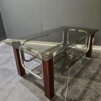 1 table basse 70s bois verre chrome