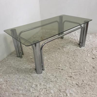 1 table basse plateau verre fume