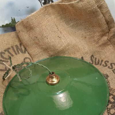 2 abat jour emaillee vert fil vert