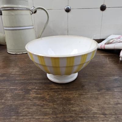 1 bol ancien digoin blanc et jaune