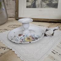 2 bougeoir emaille fleuri