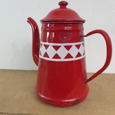 2 cafetiere emaillee rouge et blanche