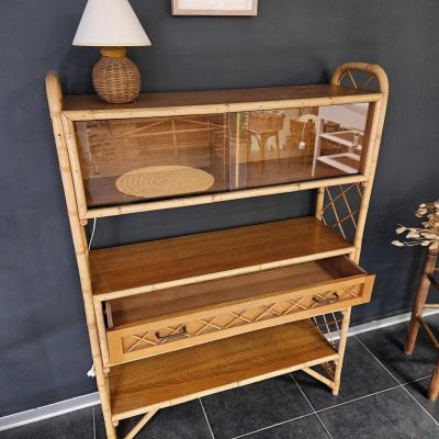 2 etagere bibliotheque en rotin