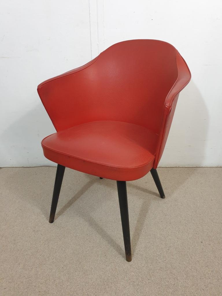2 fauteuil thonet en cuir rouge
