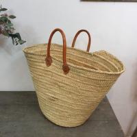 2 grand panier en palmier anses en cuir