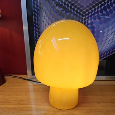 2 lampe champignon en verre jaune