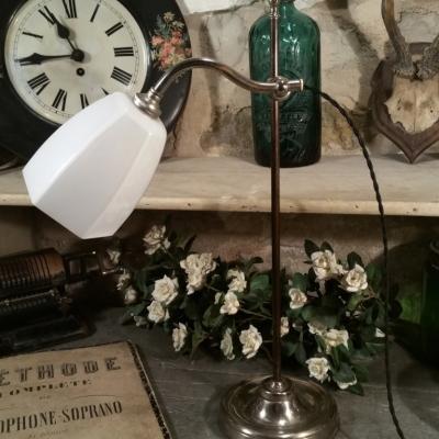2 lampe de table opaline blanche