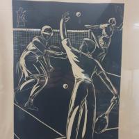 2 linogravure tennis