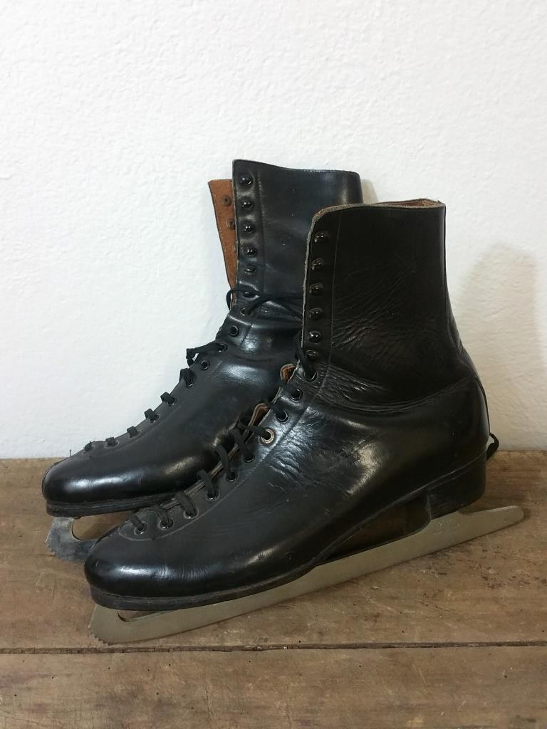 2 paire de patins a glace cuir noir