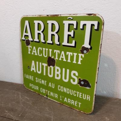 2 plaque emaillee arret de bus verte