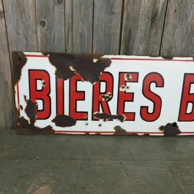 2 plaque emaillee bieres breuvart