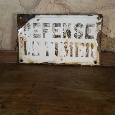 2 plaque emaillee defense de fumer