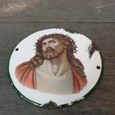 2 plaque emaillee jesus