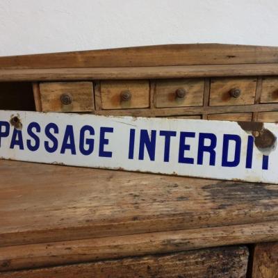 2 plaque emaillee passage interdit