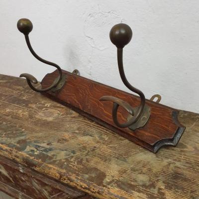 2 porte manteau bois laiton