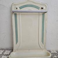 2 porte ustensiles emaille creme et vert