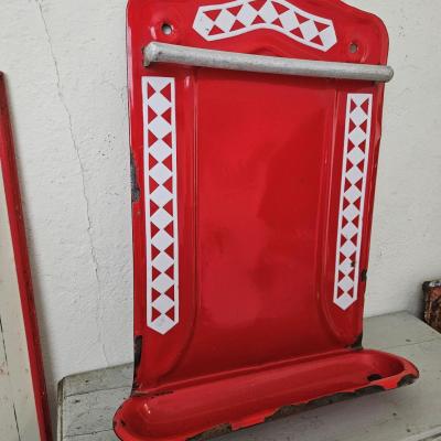 2 porte ustensiles emaille rouge et blanc 1