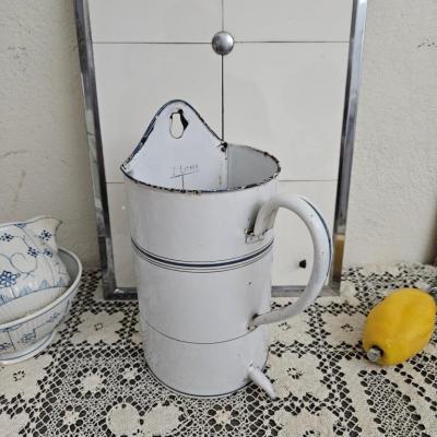 2 pot emaille blanc et bleu