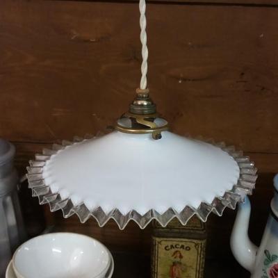 2 suspension dentelle opaline blanche