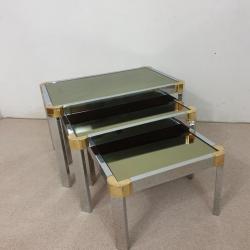2 table gigognes metal chrome dore