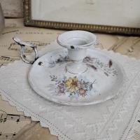 3 bougeoir emaille fleuri