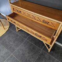 3 etagere bibliotheque en rotin