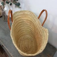 3 grand panier en palmier anses en cuir