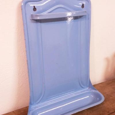 3 porte ustensils emaillee bleu